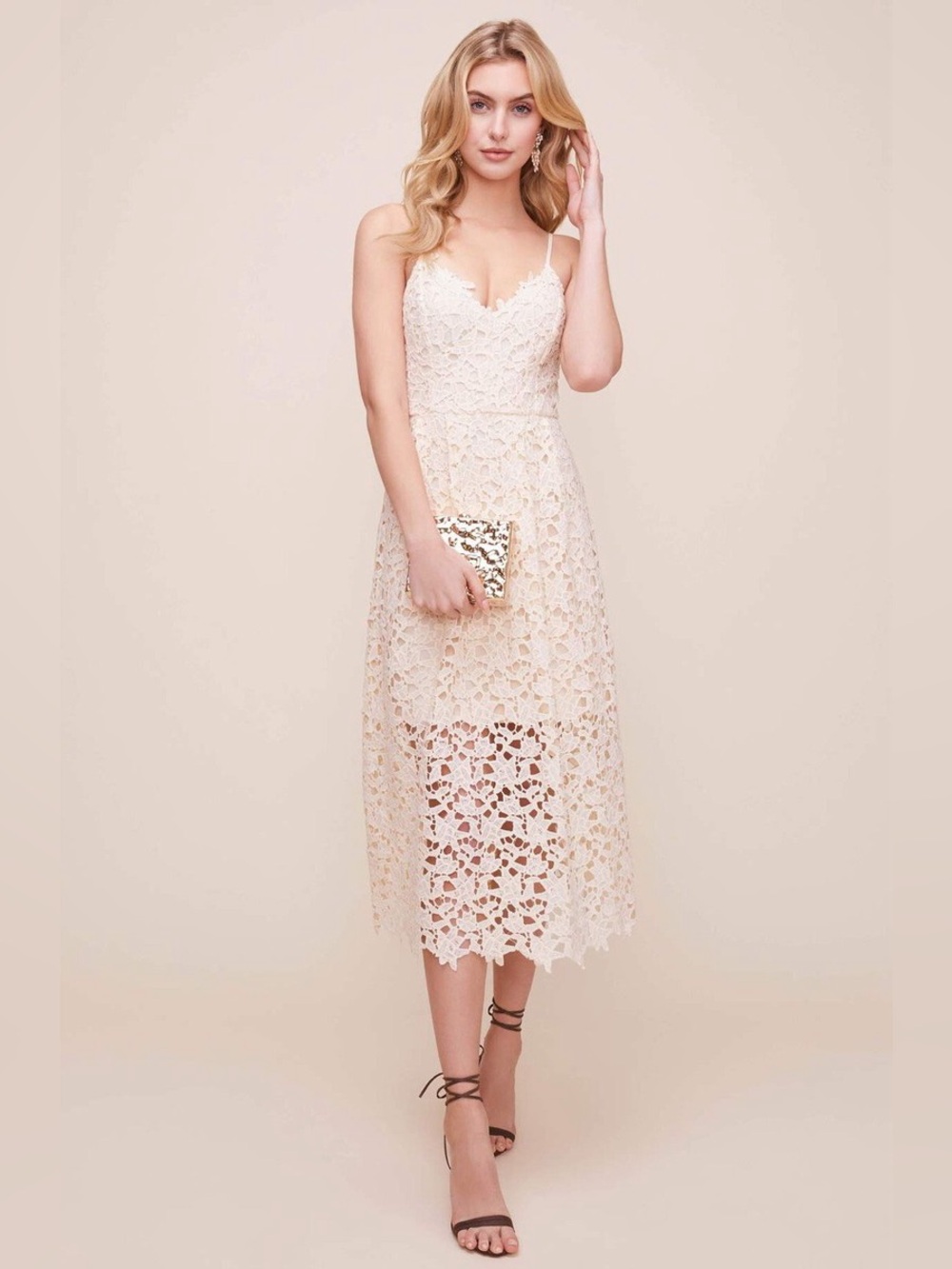 ASTR the Label Lace A Line Midi Dress